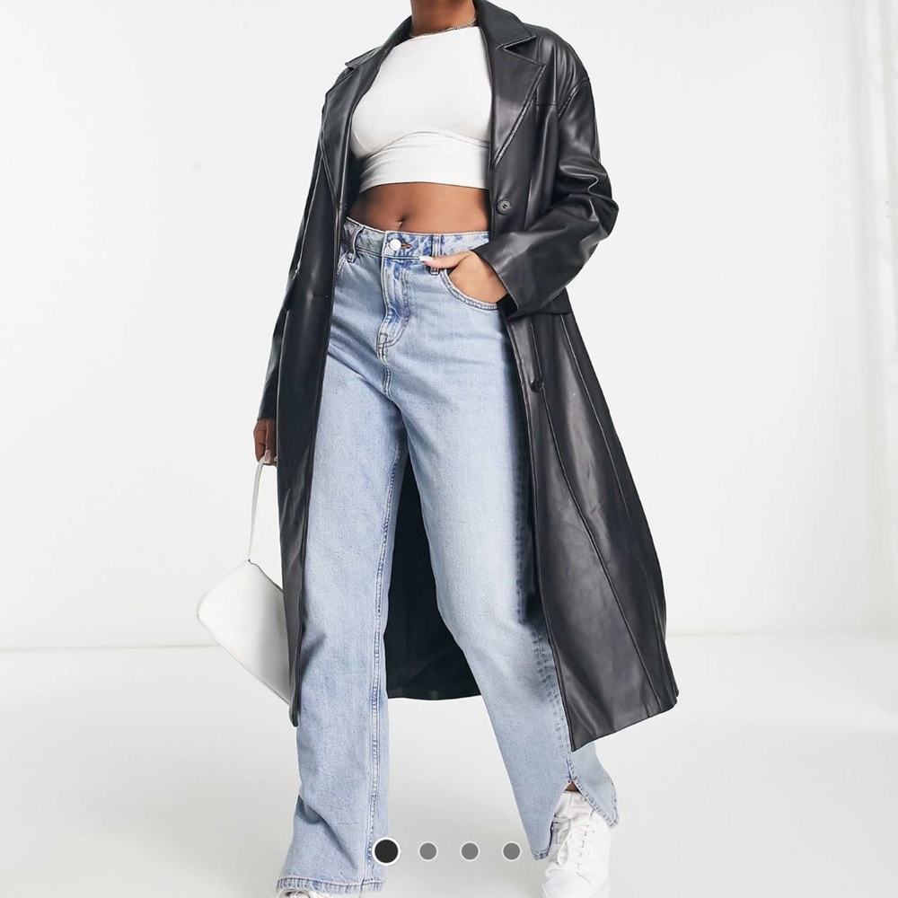 Bershka faux leather tailored coat